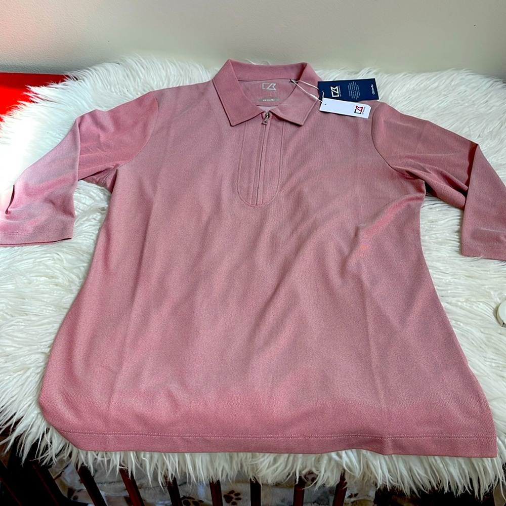 Cutter and Buck dry tech three-quarter sleeve zip closure size large polo